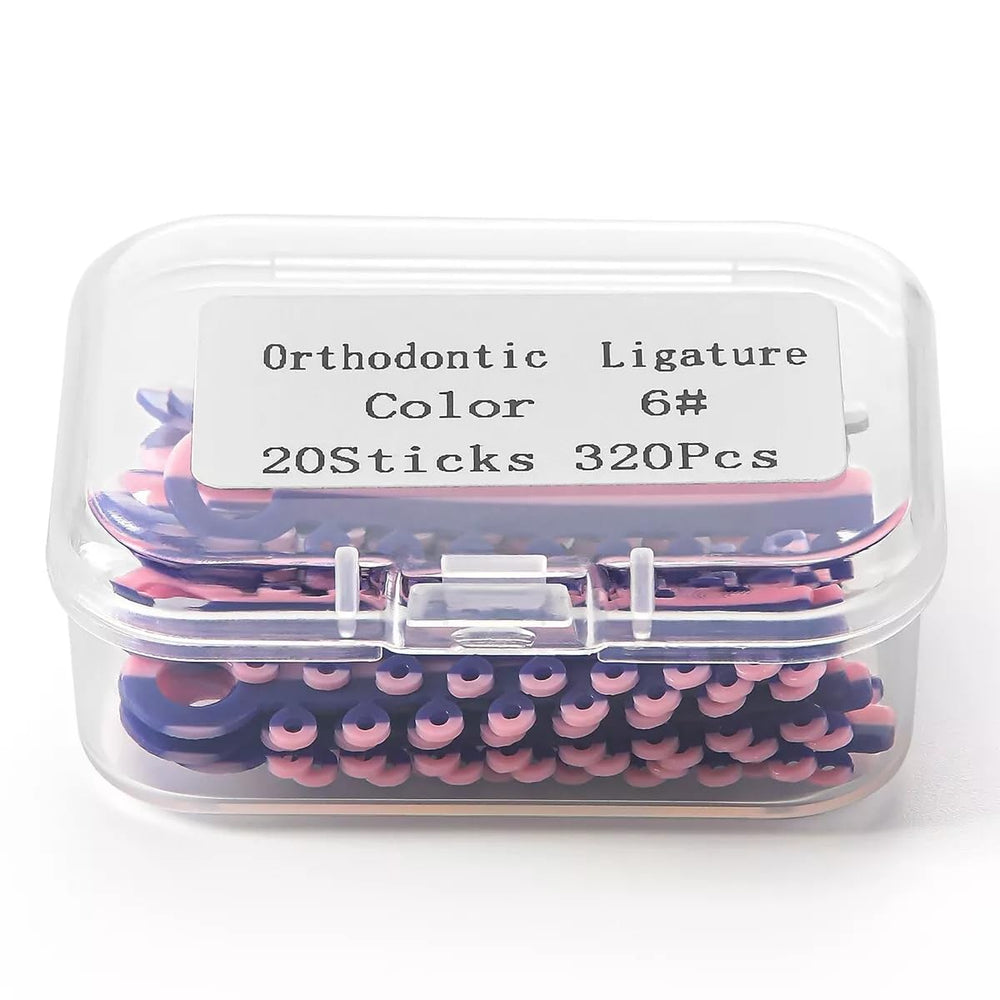 Color-contrast two-color orthodontic ligature ties for braces