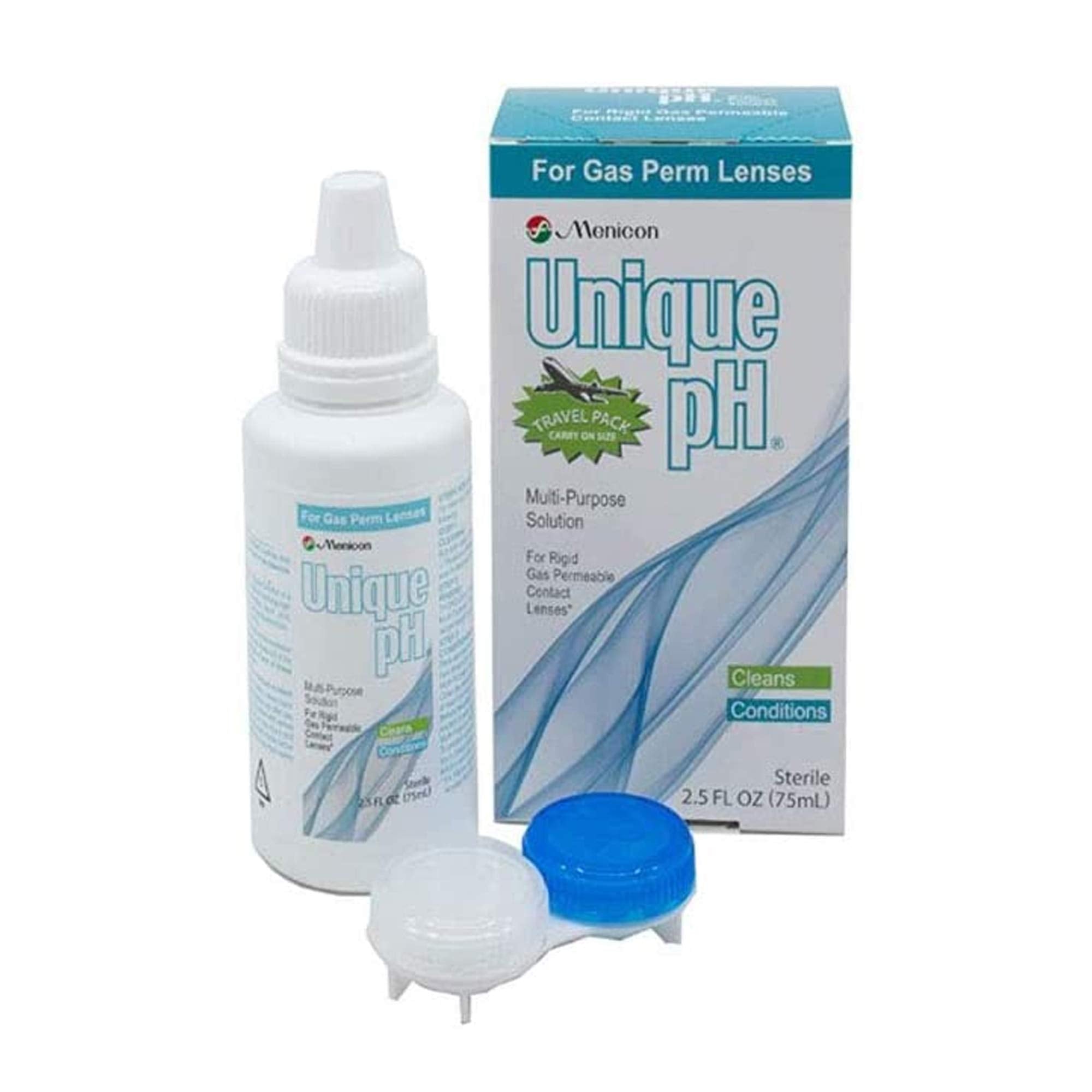 Unique pH Travel Pack bottle for RGP contact lenses
