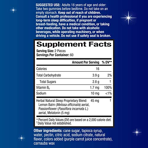 Packaging information label on 120-count bottle