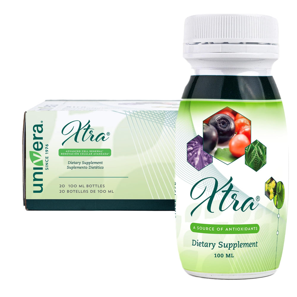 Front view of Univera Xtra Minis bottle