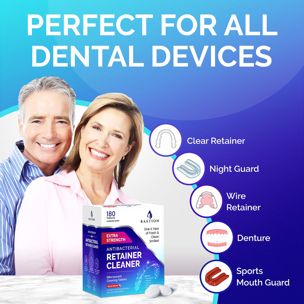 Cleaner compatible with retainers dentures night guards and clear aligners