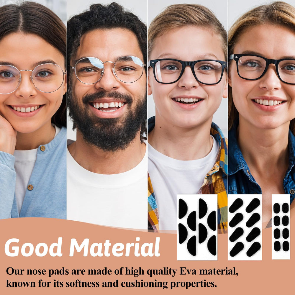 Nose pads compatible with metal, plastic, and acetate frames