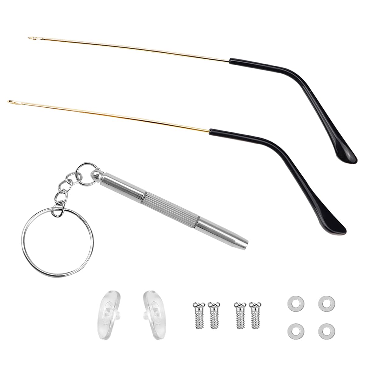 Gold universal metal eyeglasses arm replacement kit - front view
