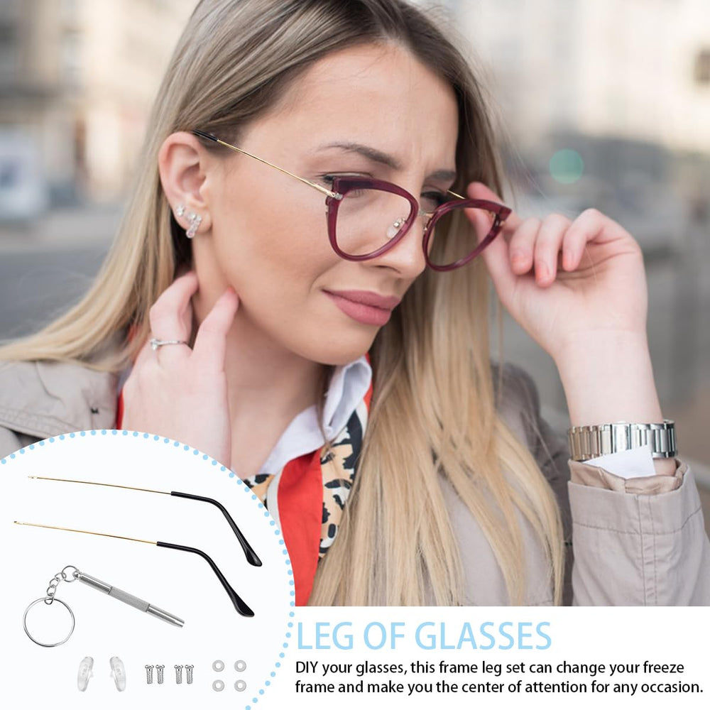 Back view of universal eyeglasses arm replacement