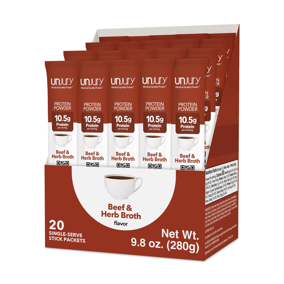 Unjury Beef & Herb stick-pack box offers convenient on-the-go protein for busy days.