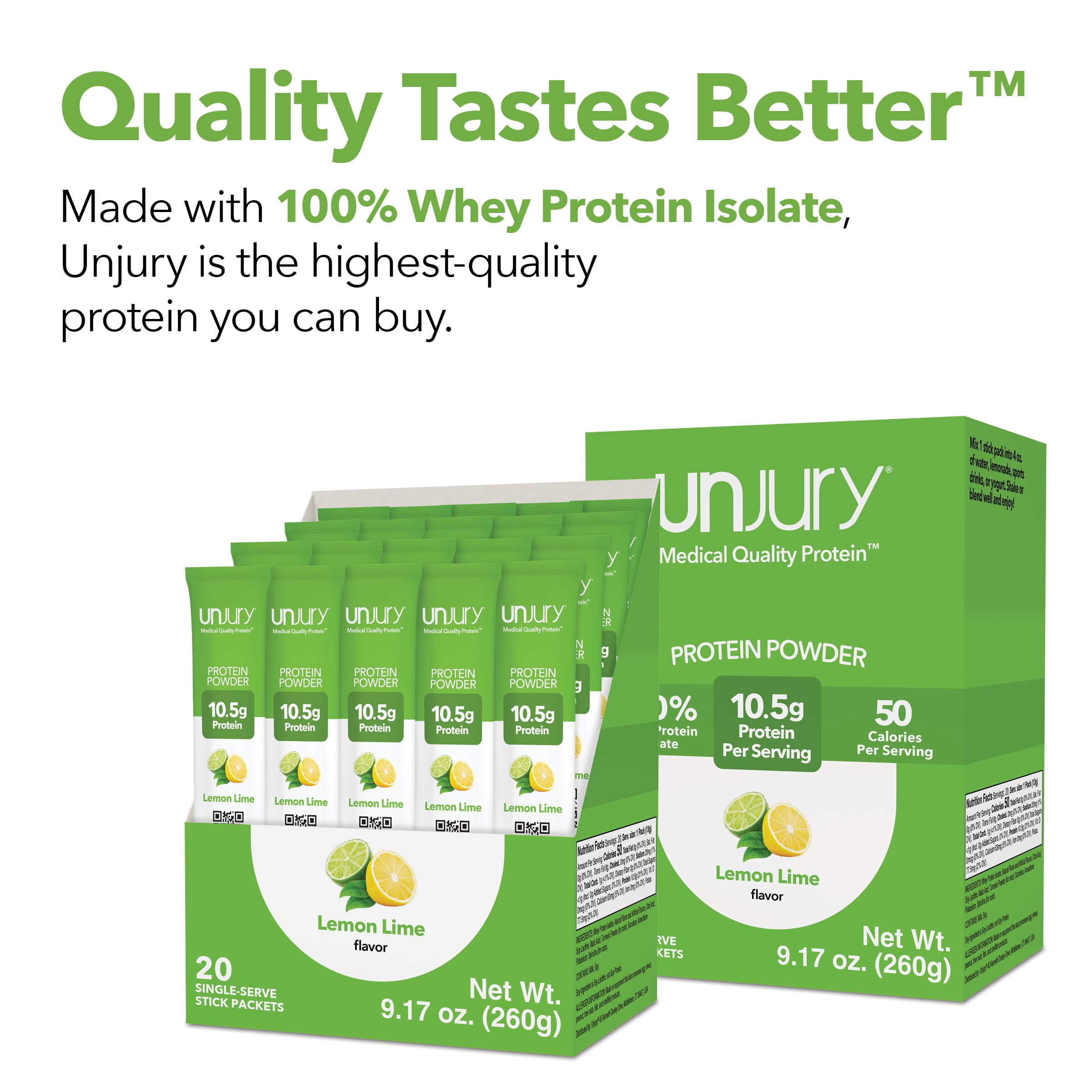 Unjury Lemon Lime bottle with 20 servings and clean formula