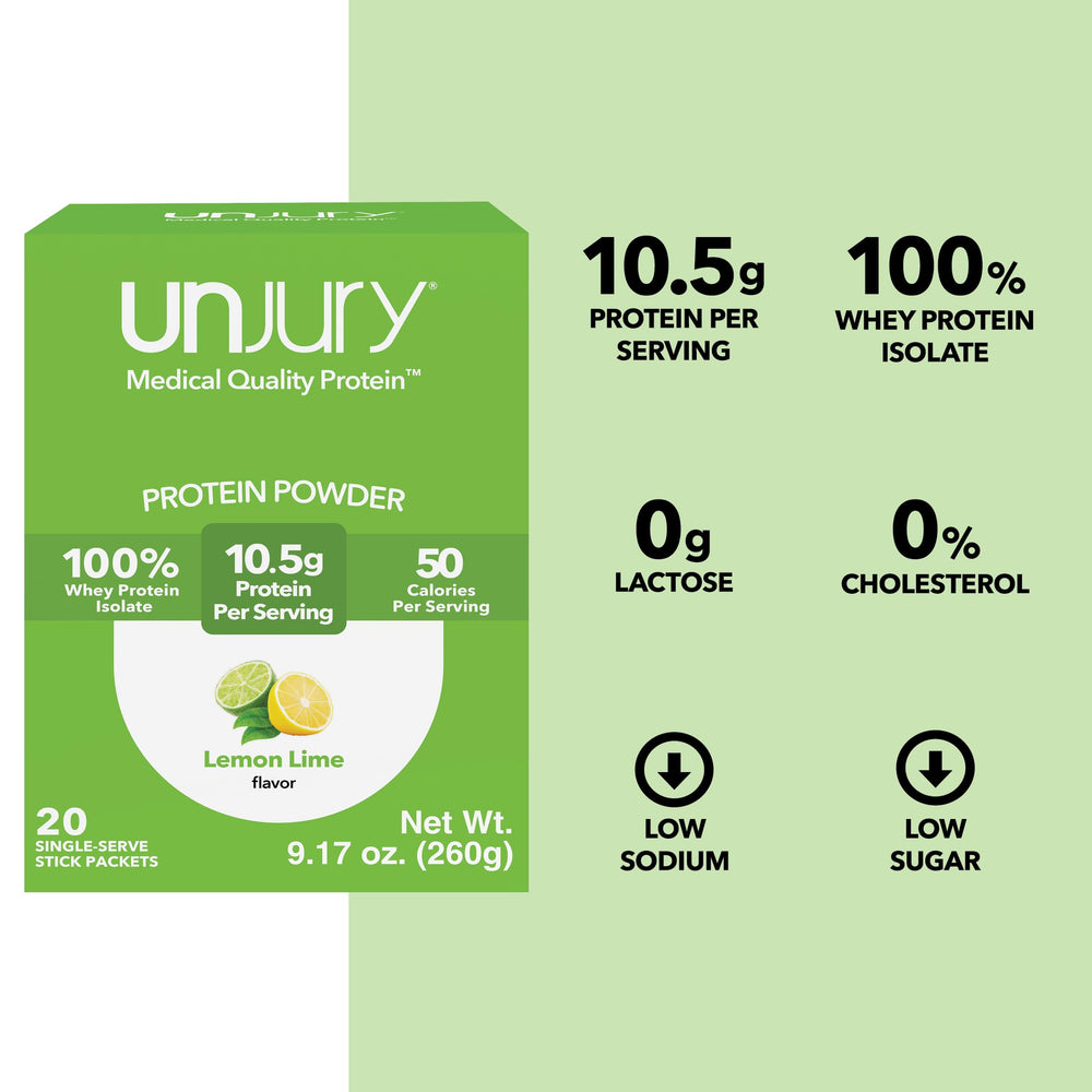 Unjury Lemon Lime shake in glass demonstrating versatile beverage mix