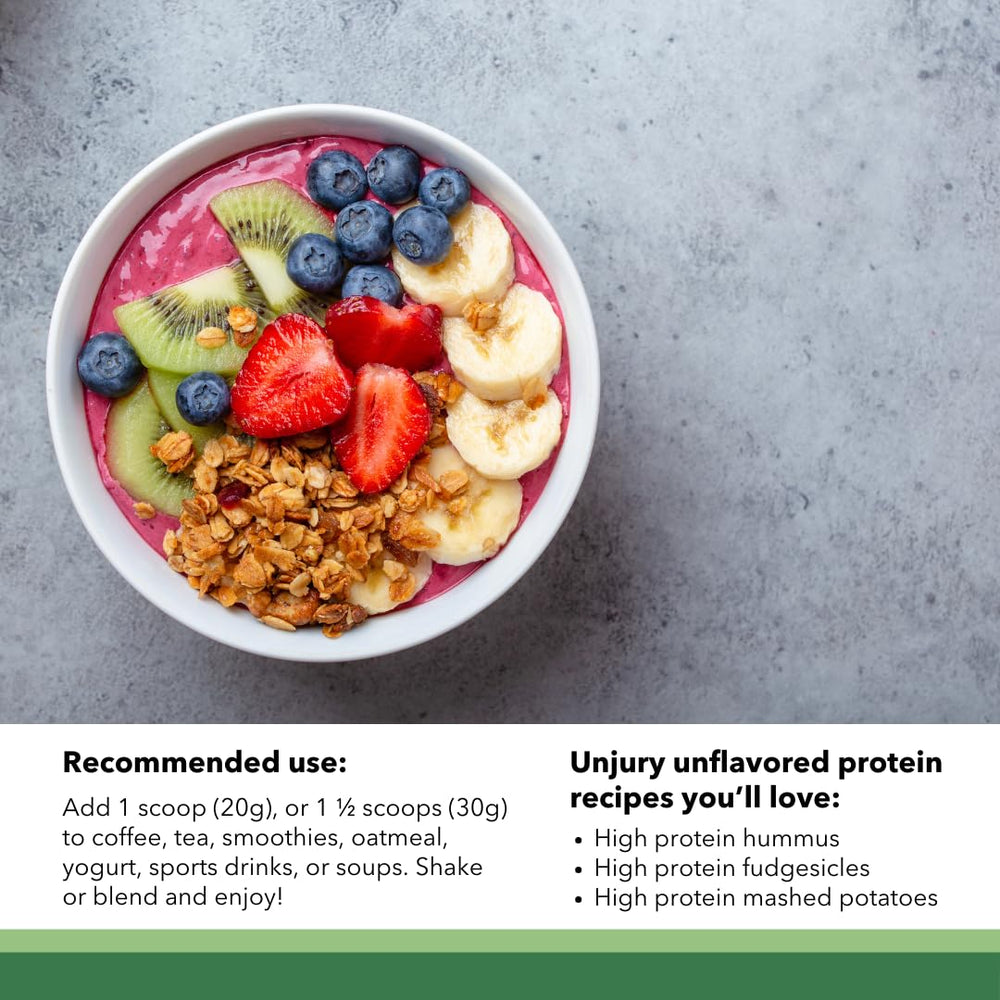 Unjury Planted protein label emphasizes gluten-free dairy-free attributes.