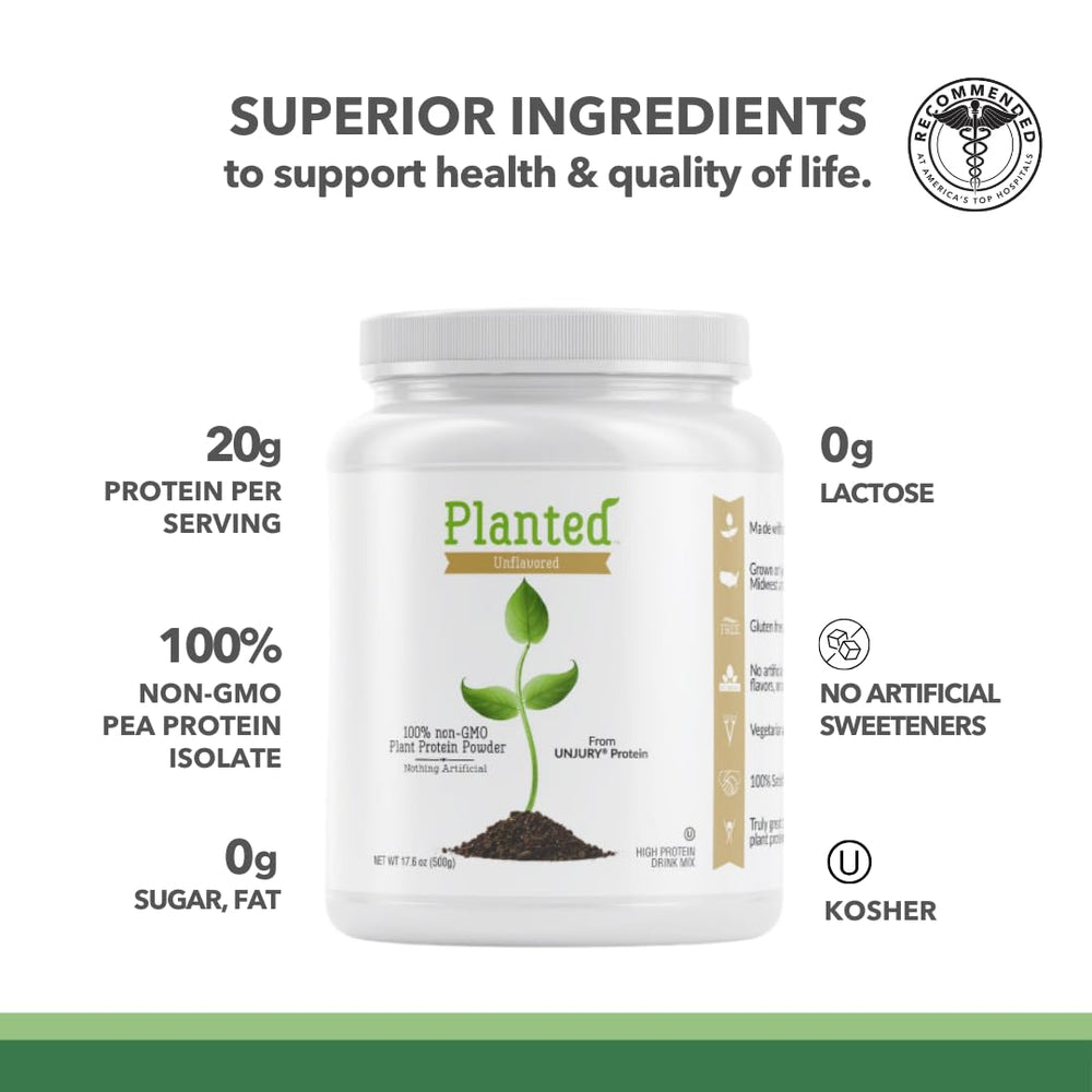 Unjury Planted protein shake in glass demonstrates quick, smooth mixing.