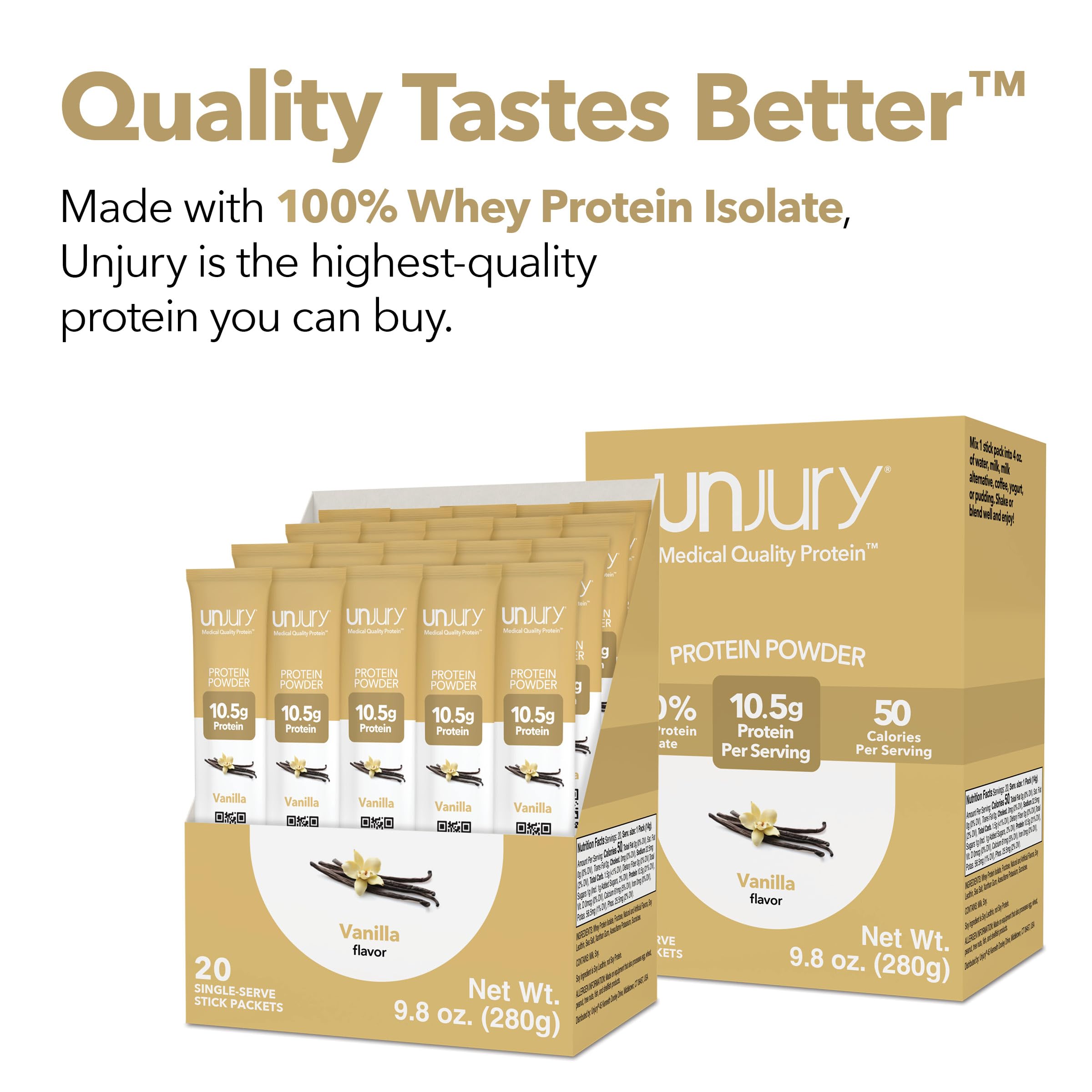 Unjury Vanilla shake in a coffee mug offers a convenient morning protein boost.