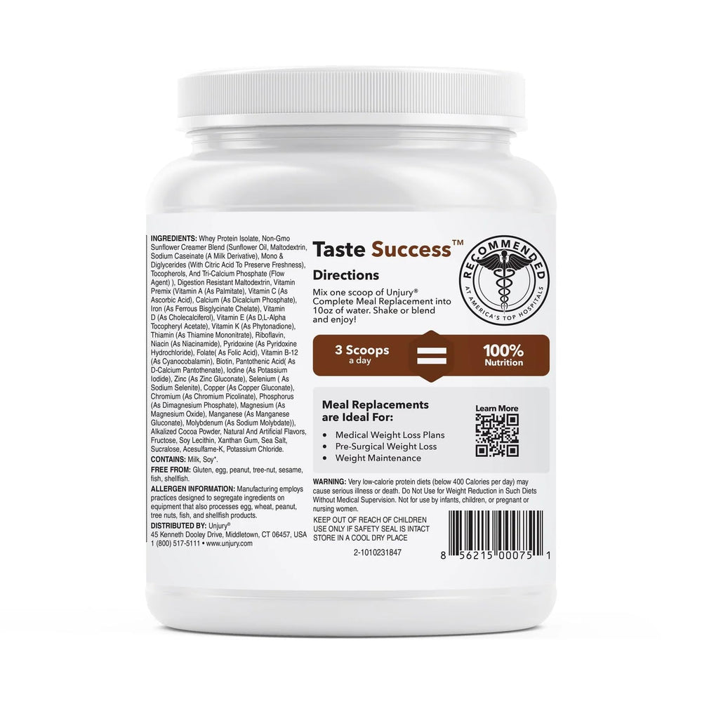 Unjury whey isolate powder container highlights a clean, low-carb option for sensitive stomachs.