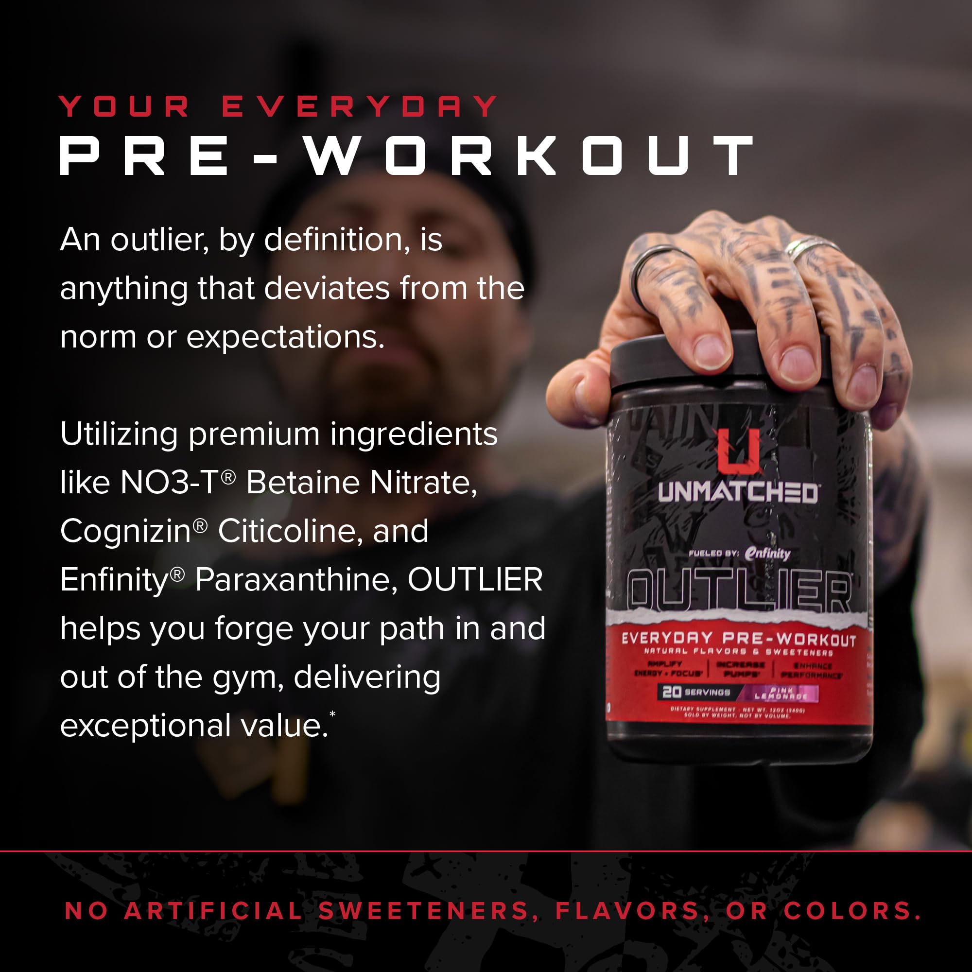 Unmatched Outlier blood orange lime flavor bottle highlighted