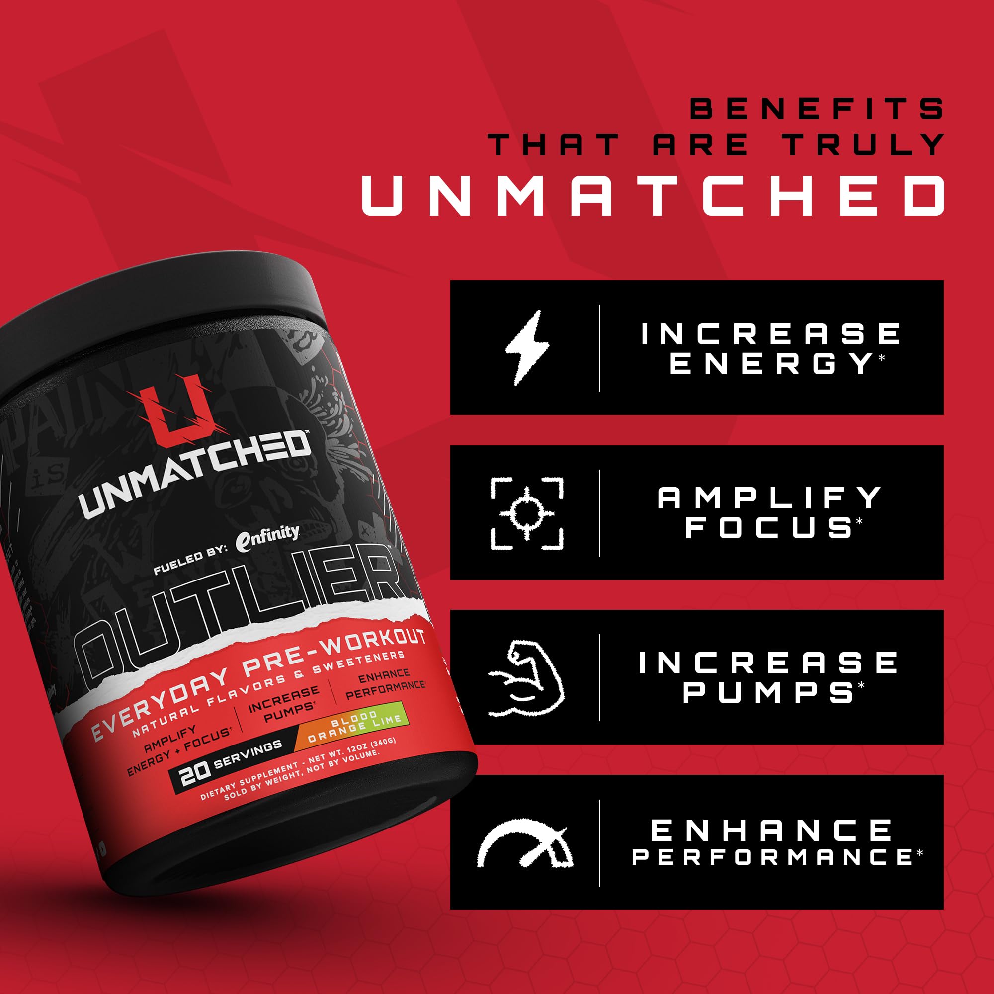Unmatched Outlier pink lemonade ready-to-mix drink, ideal for gym hydration between sets.