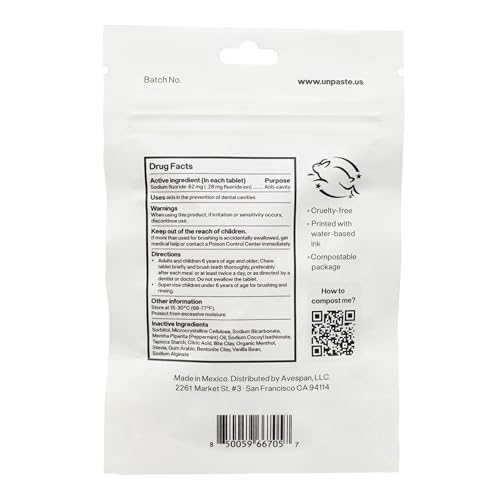 Re-sealed packet standing upright on bathroom counter