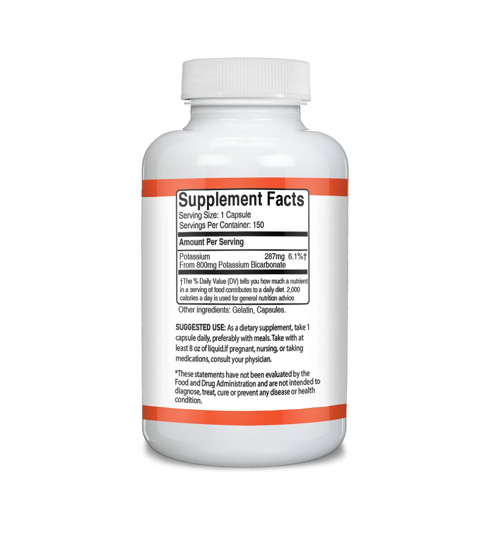 Bottle label for Unpretentious Potassium Bicarbonate