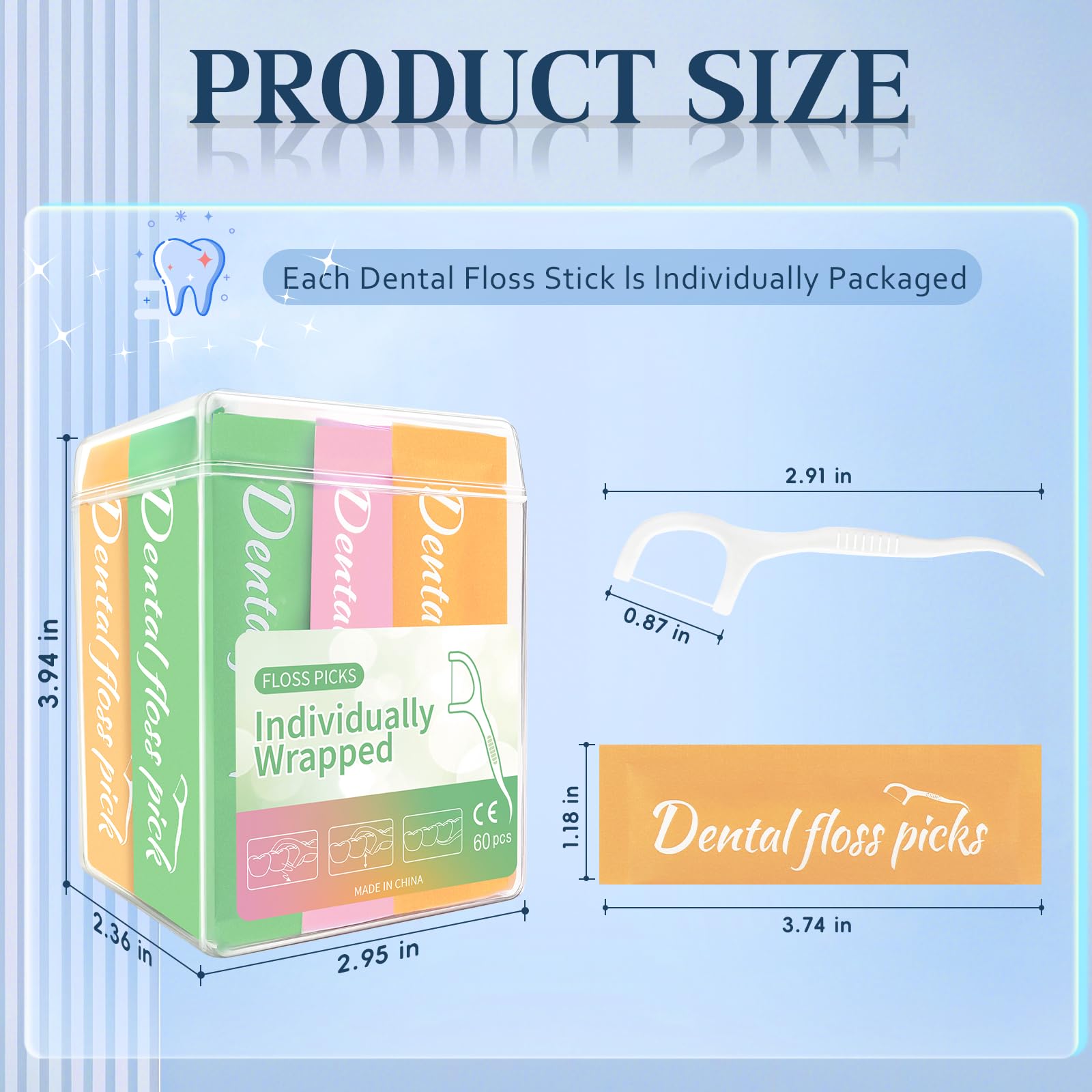 Unscented, durable dental floss picks for gentle gum care
