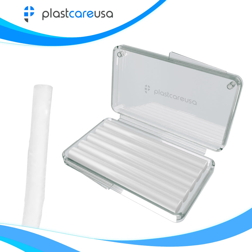 Clear unscented orthodontic wax applied to braces