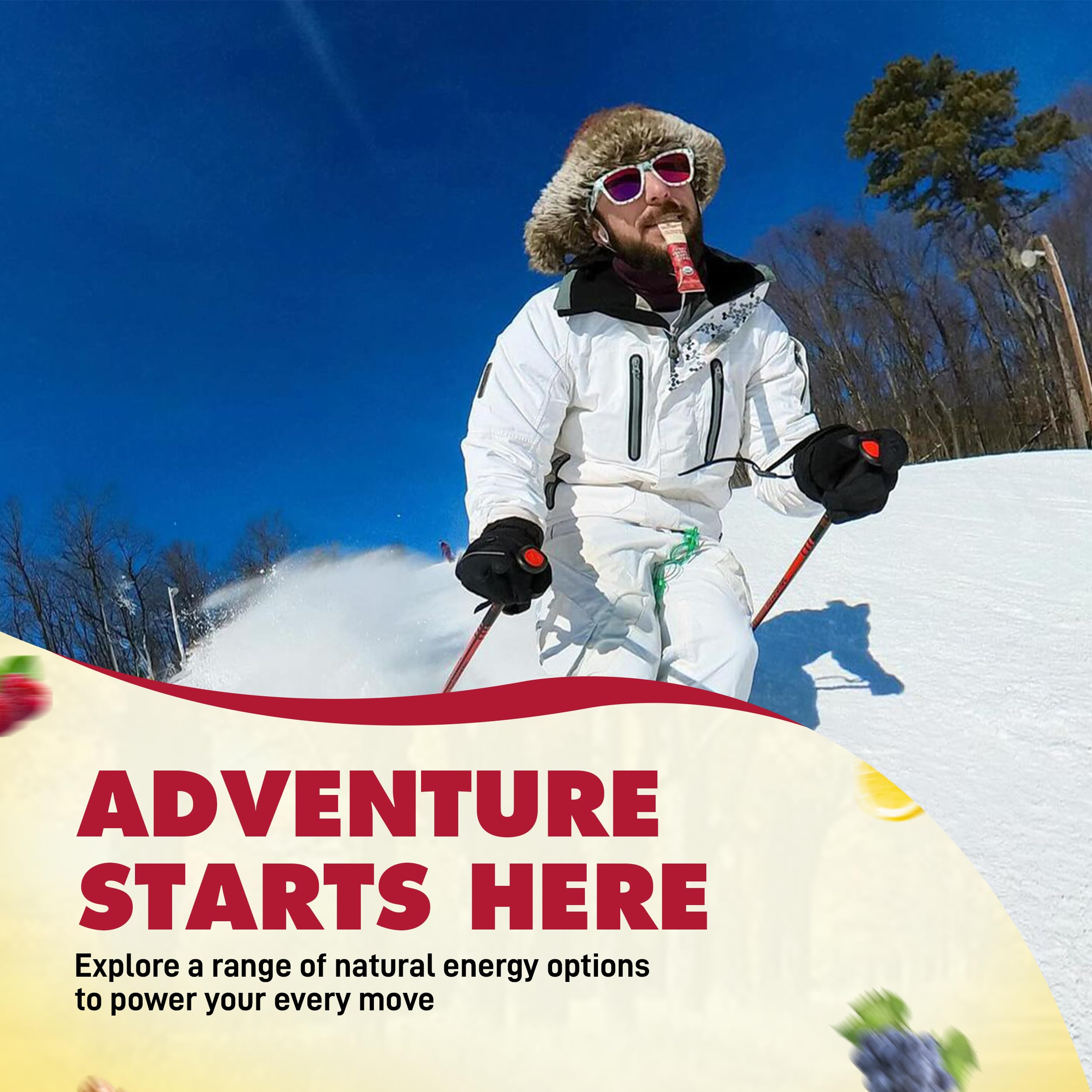 Untapped maple syrup packets highlighting all-natural energy