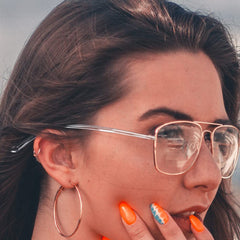 Metal eyeglass temple close-up - durable build
