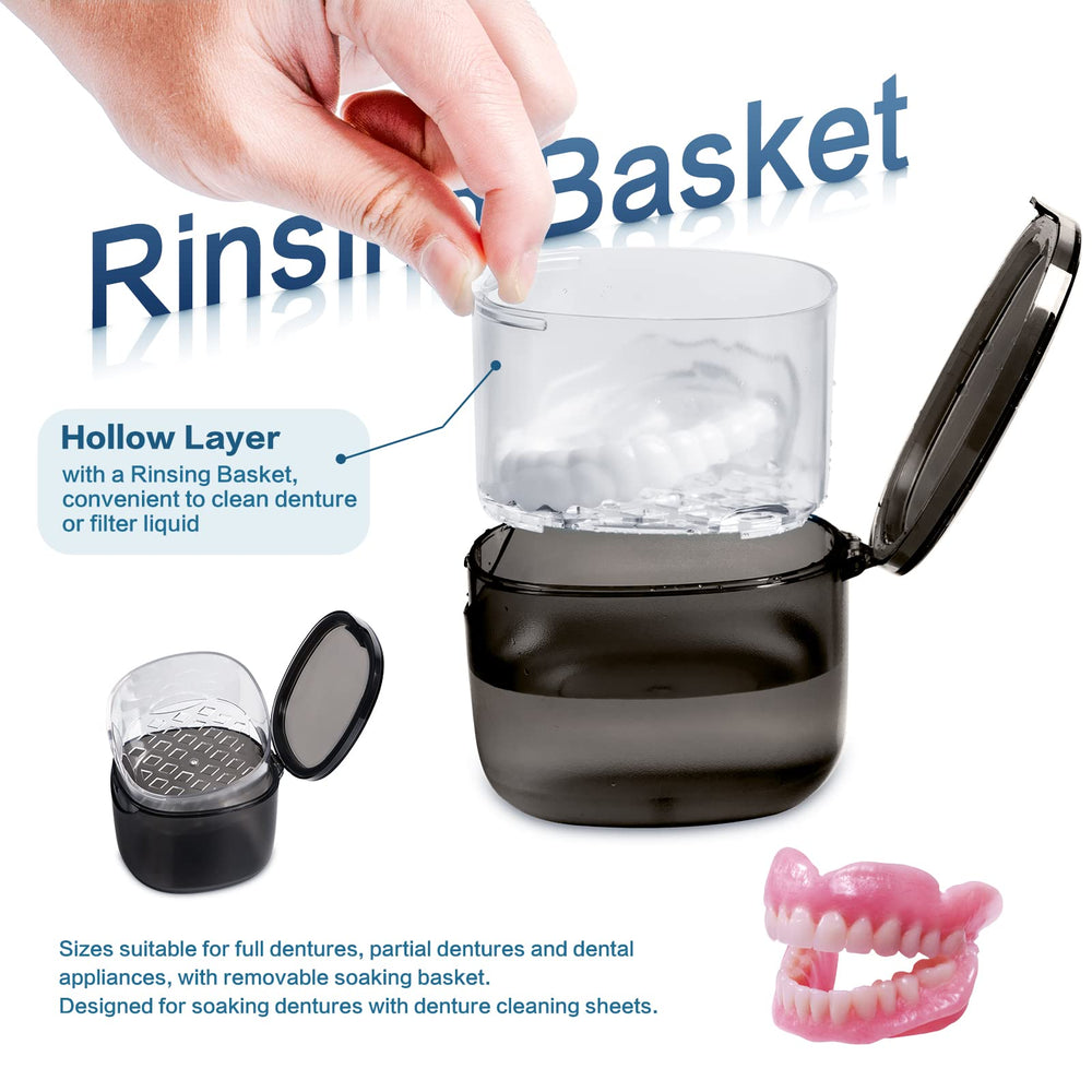 Sturdy compact denture case with smooth surface