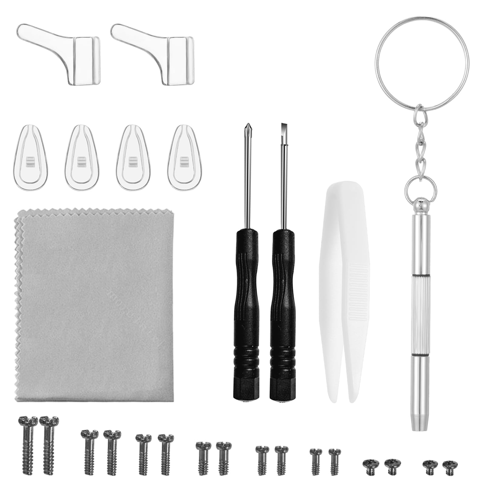 Upgraded magnetic eyeglass repair tool kit with screws and tools