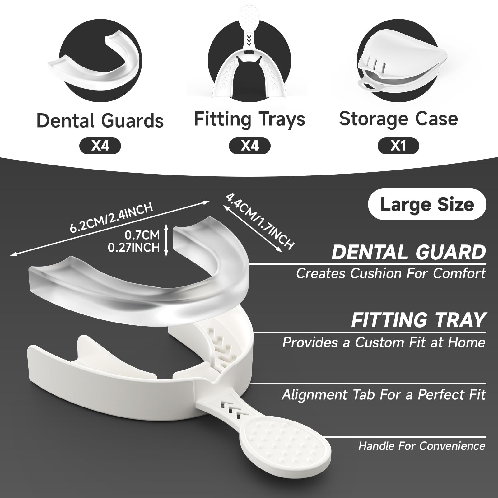 Mouth guard showing fitting tray and moldable material