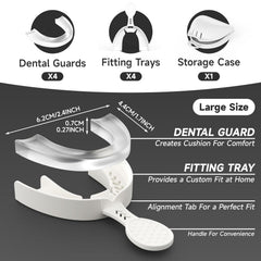 Mouth guard showing fitting tray and moldable material