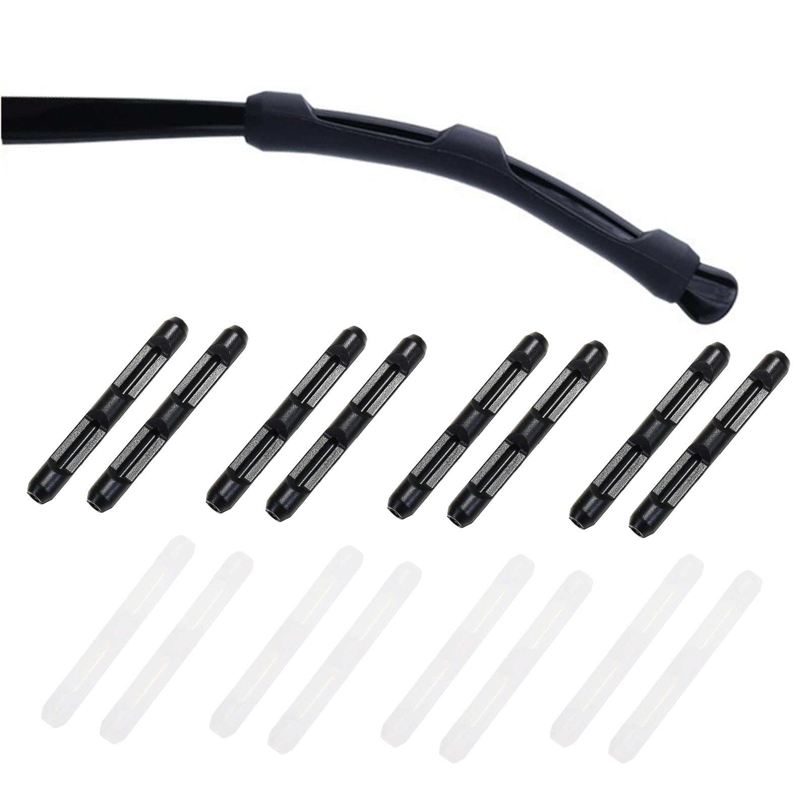 UPIONIC anti-slip glasses temple grips set in black and clear (8 pairs)