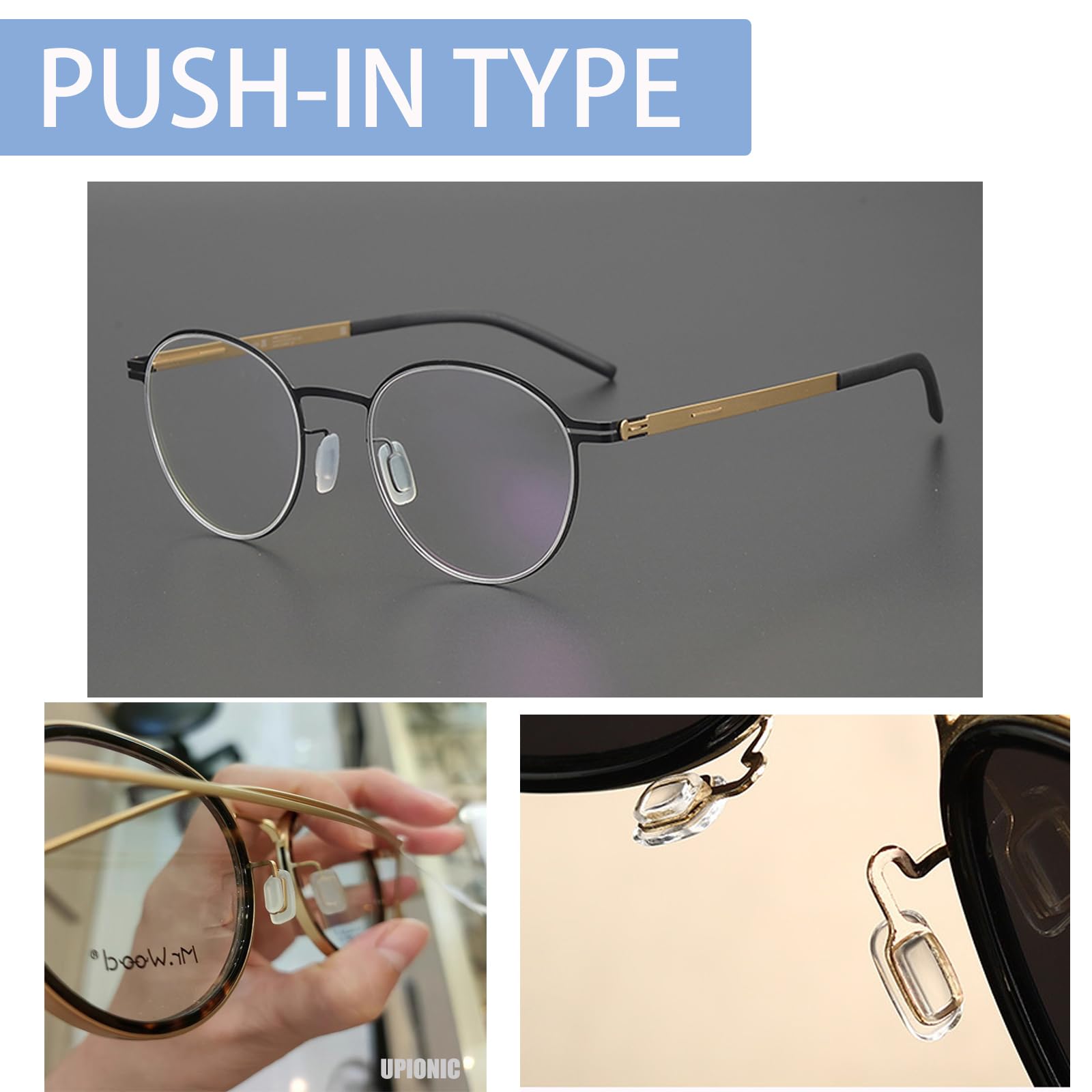 Five clear silicone nose pads for glasses and sunglasses