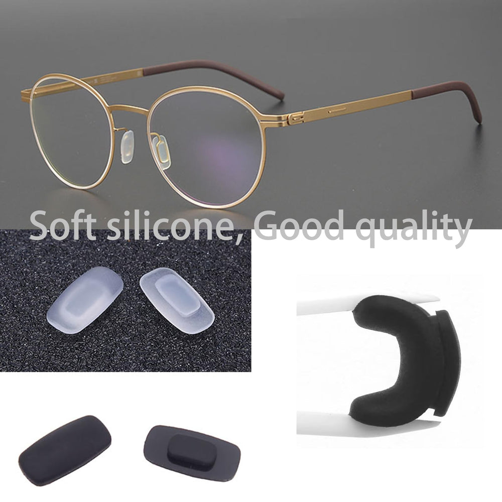 Push-in nose pad fits thin metal frames with replaceable tips