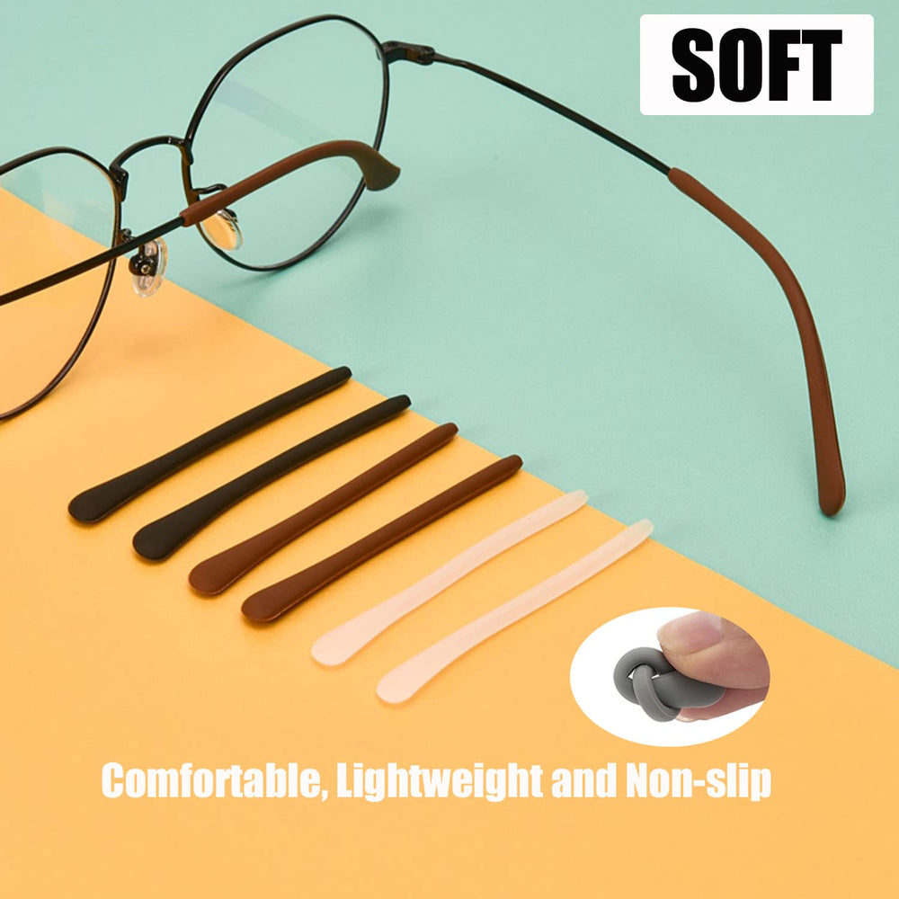 Close-up view of black silicone glasses end tip