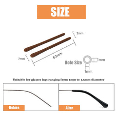 Ergonomic glasses end tip in 65x7 mm size