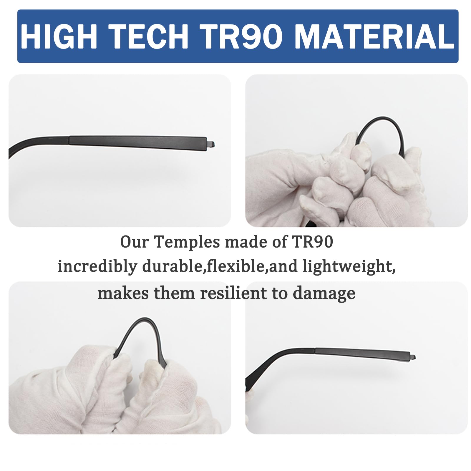 UPIONIC TR90 glasses replacement temple arm – transparent color close-up