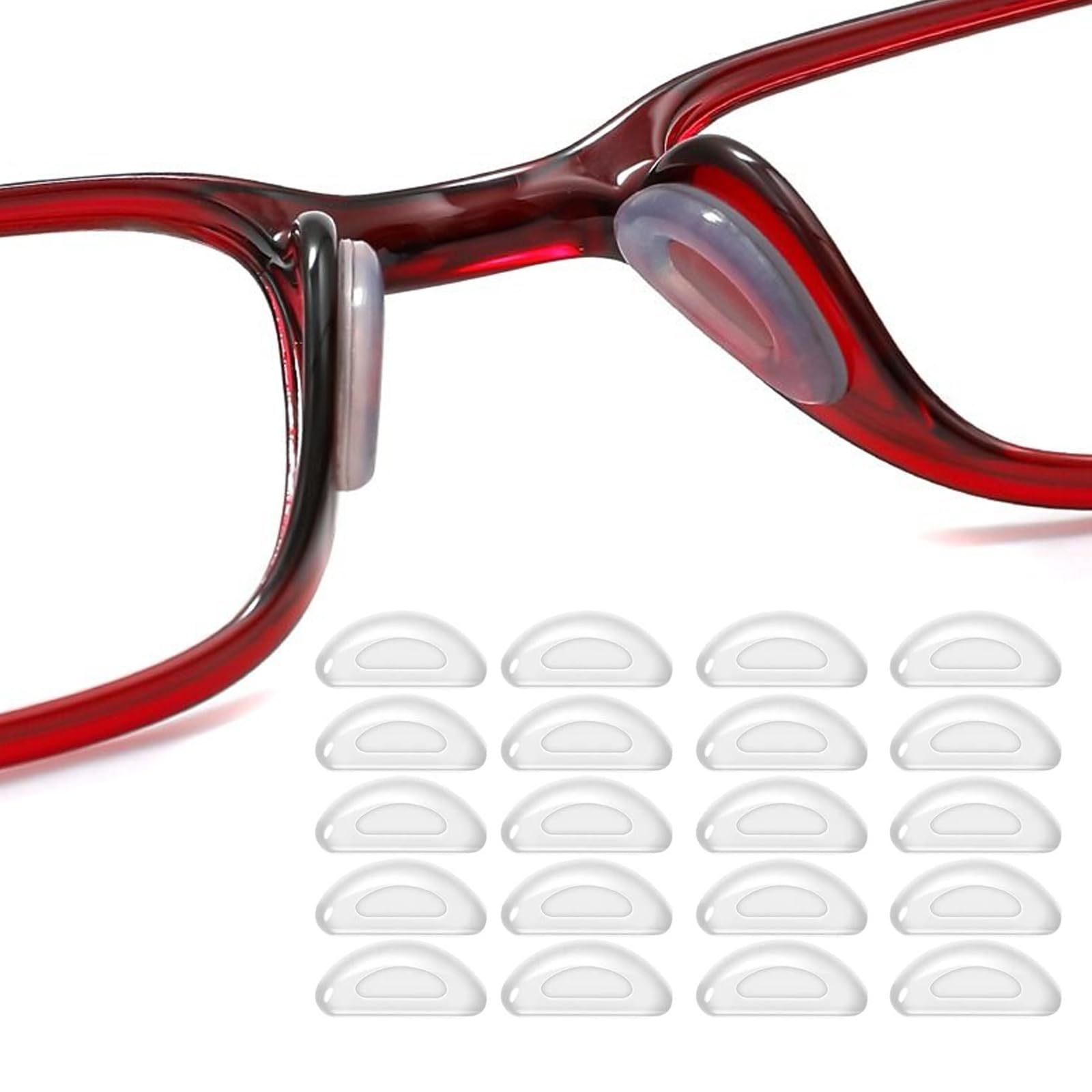 UPIONIC D-shaped silicone nose pads, product image showing 10 pairs in packaging