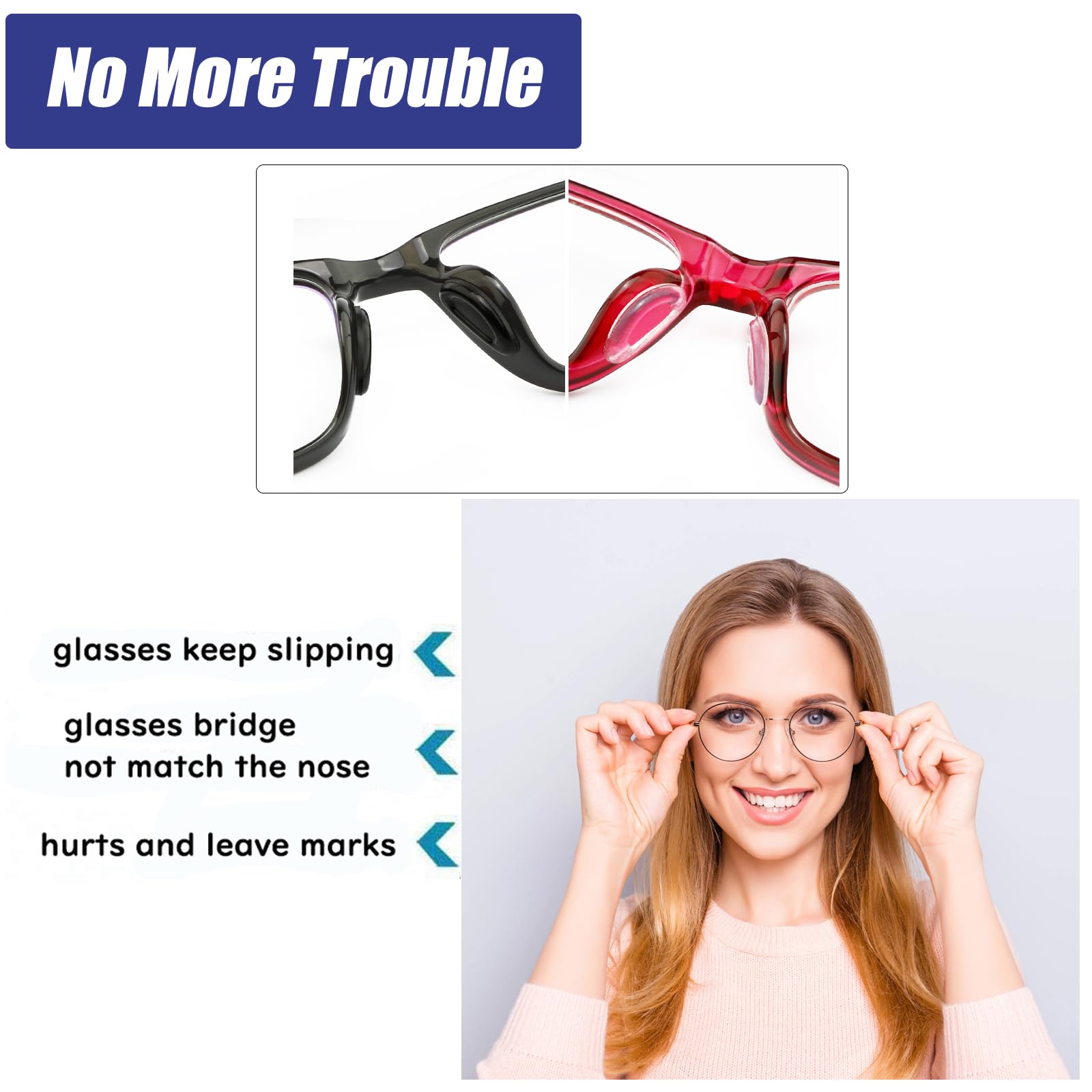 3M adhesive backing on nose pads for secure, residue-free adhesion