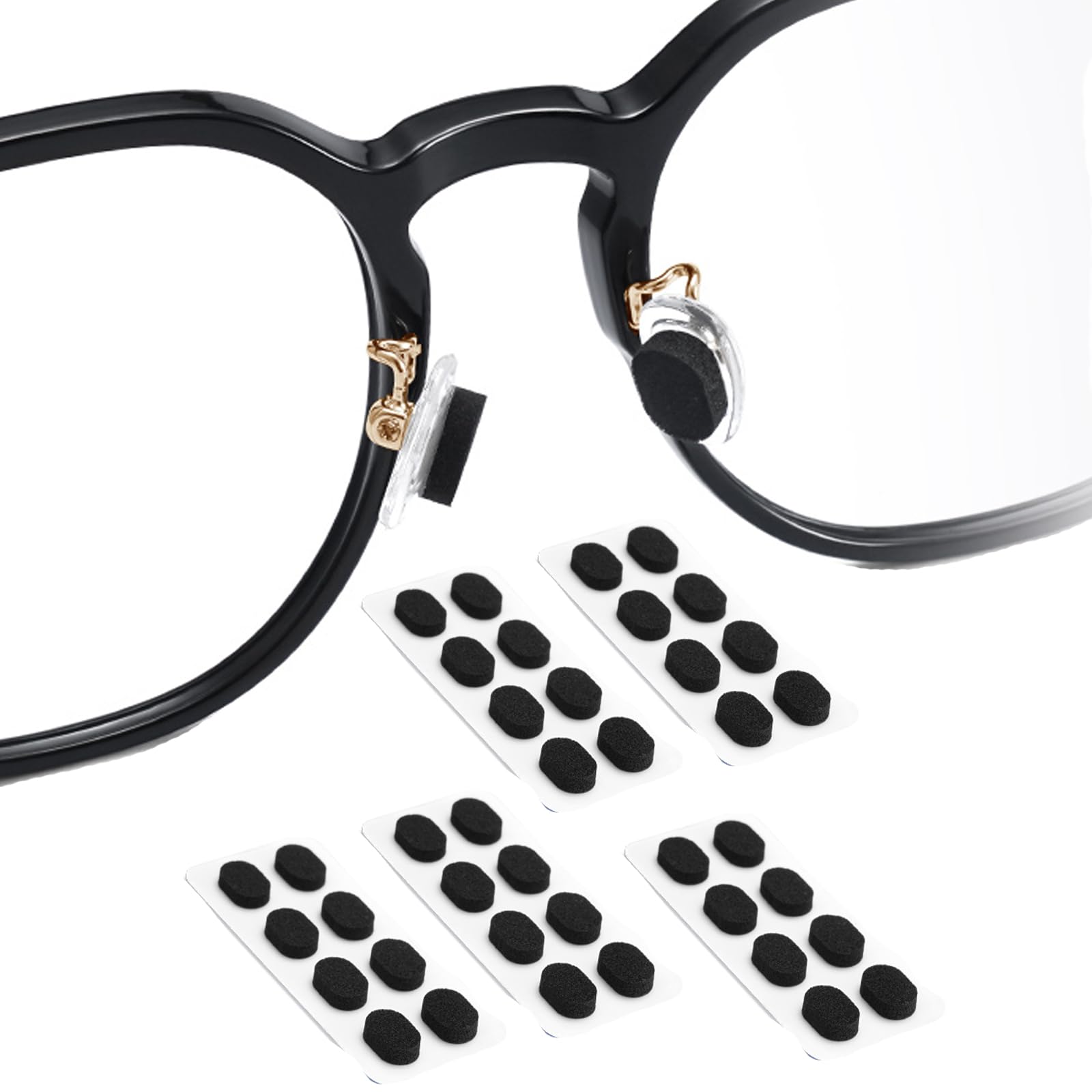 20 Pairs UPIONIC foam nose pads in black oval shape (1.5mm)