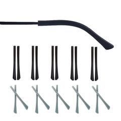 Close-up of UPIONIC silicone glasses end tip on a black temple