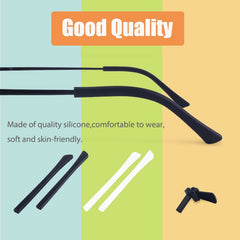 Close-up of anti-slip silicone temple tip with 2mm x 1mm square hole