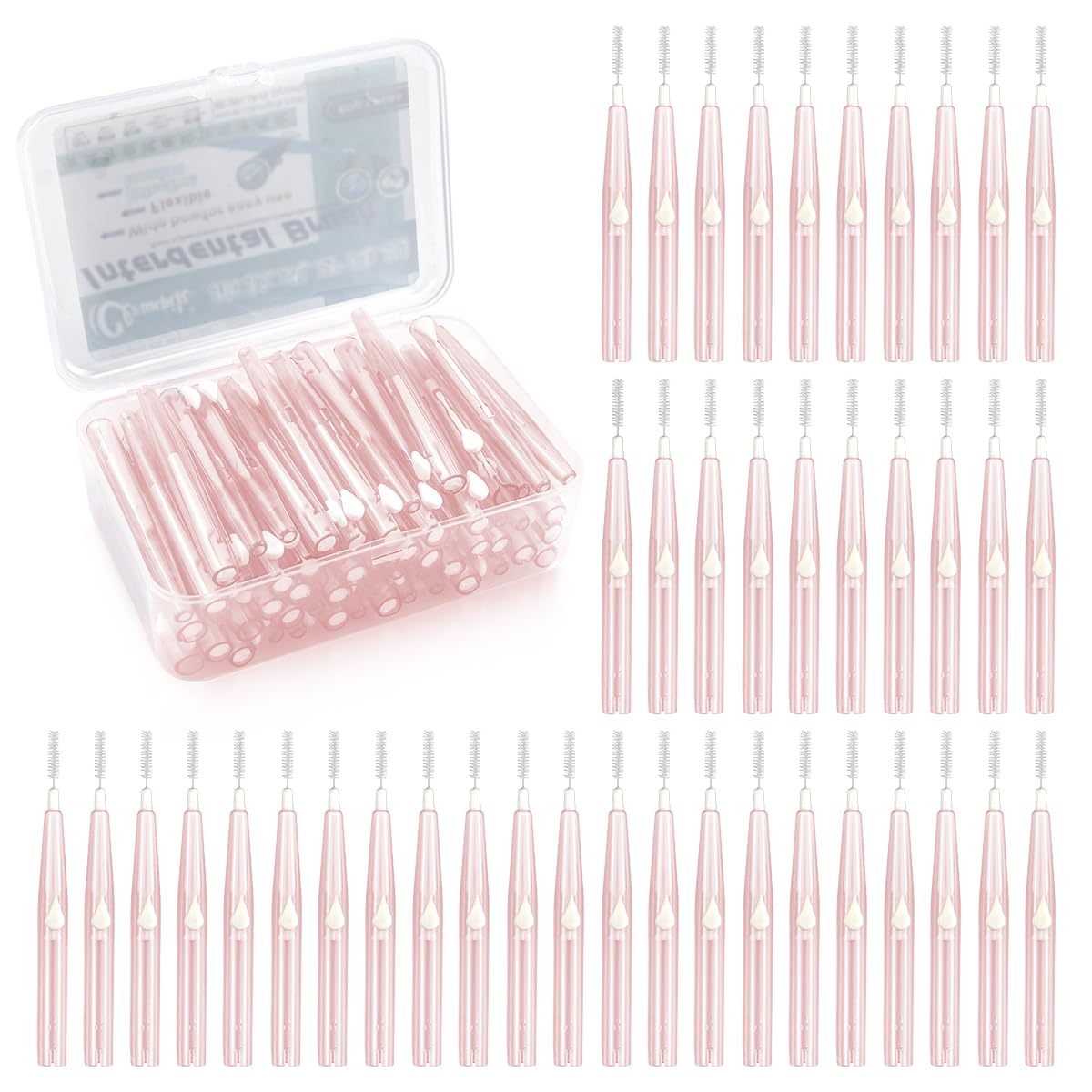 Box of 60 UPIQNG interdental brushes in plastic case