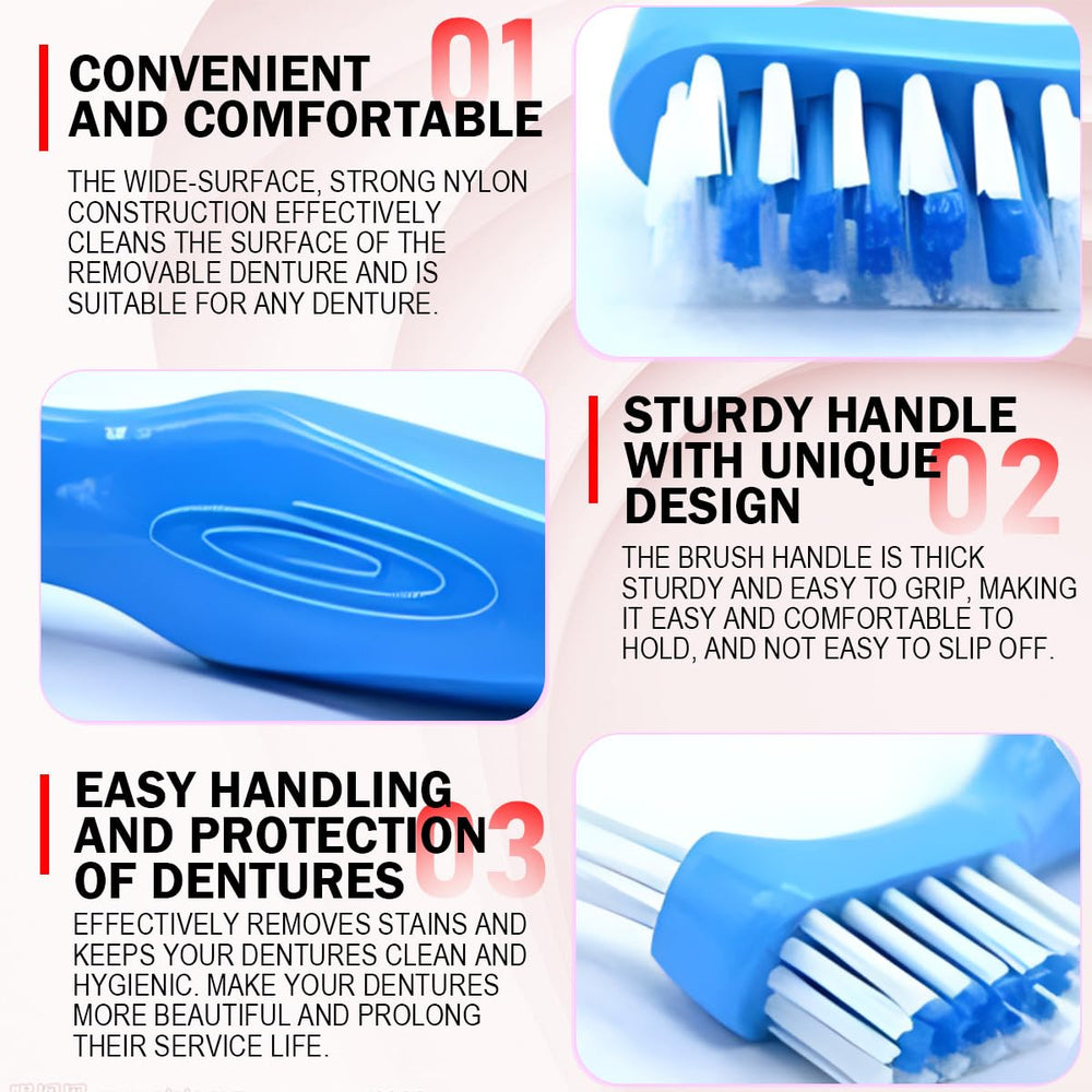 Small brush head for deep cleaning of denture crevices
