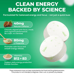 UPLIFE Energy Mints on palm with mint piece, suggesting compact, sugar-free convenience.