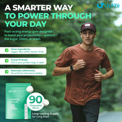 UPLIFE Energy Mints tin opened, displaying individual mints for on-the-go energy.
