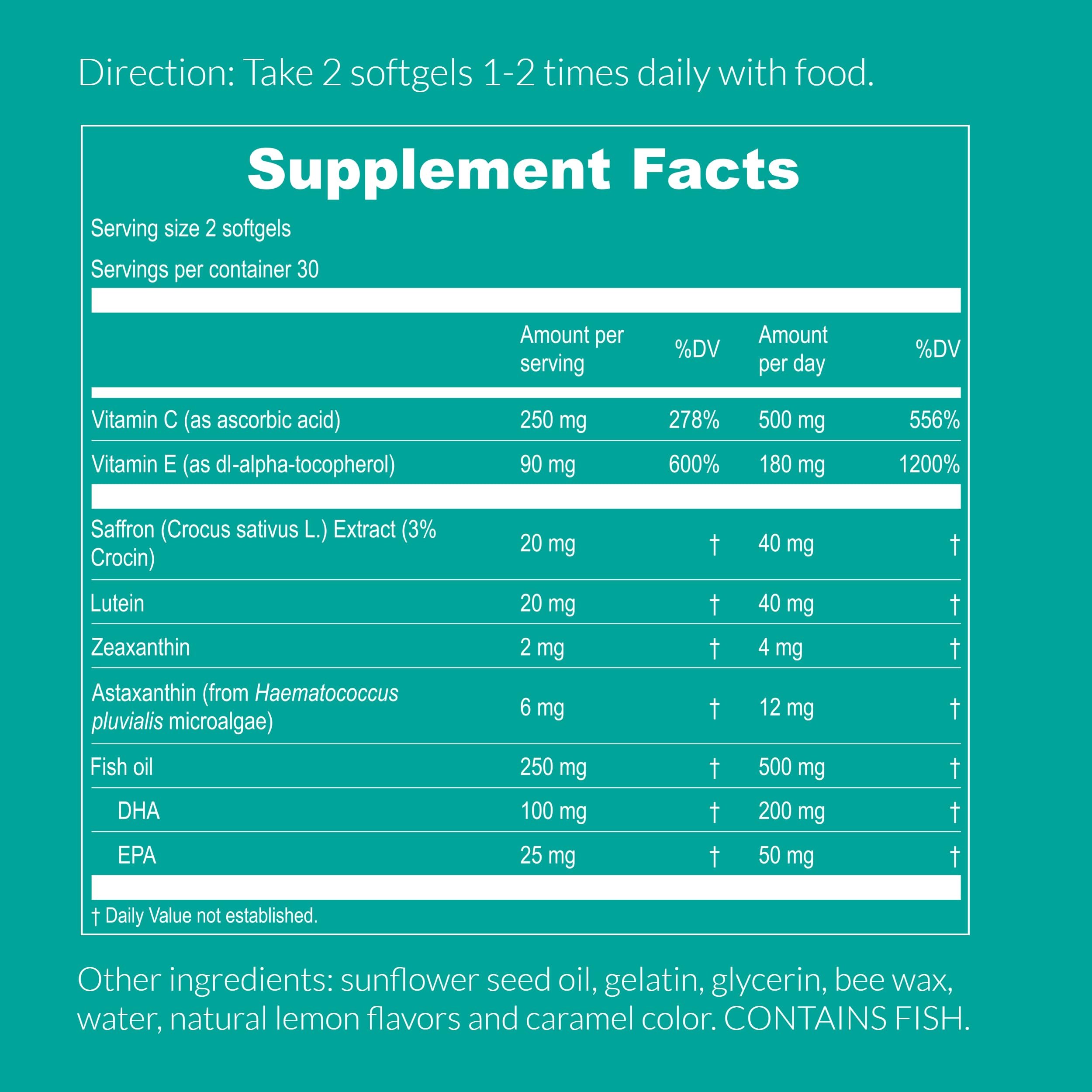 Antioxidants including lutein and zeaxanthin, vitamins C and E