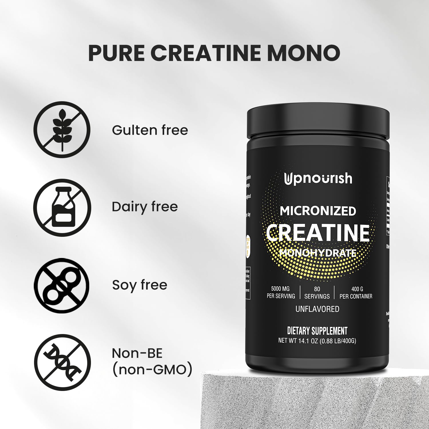 Product overview of UpNourish Creatine Monohydrate Micronized 400 g