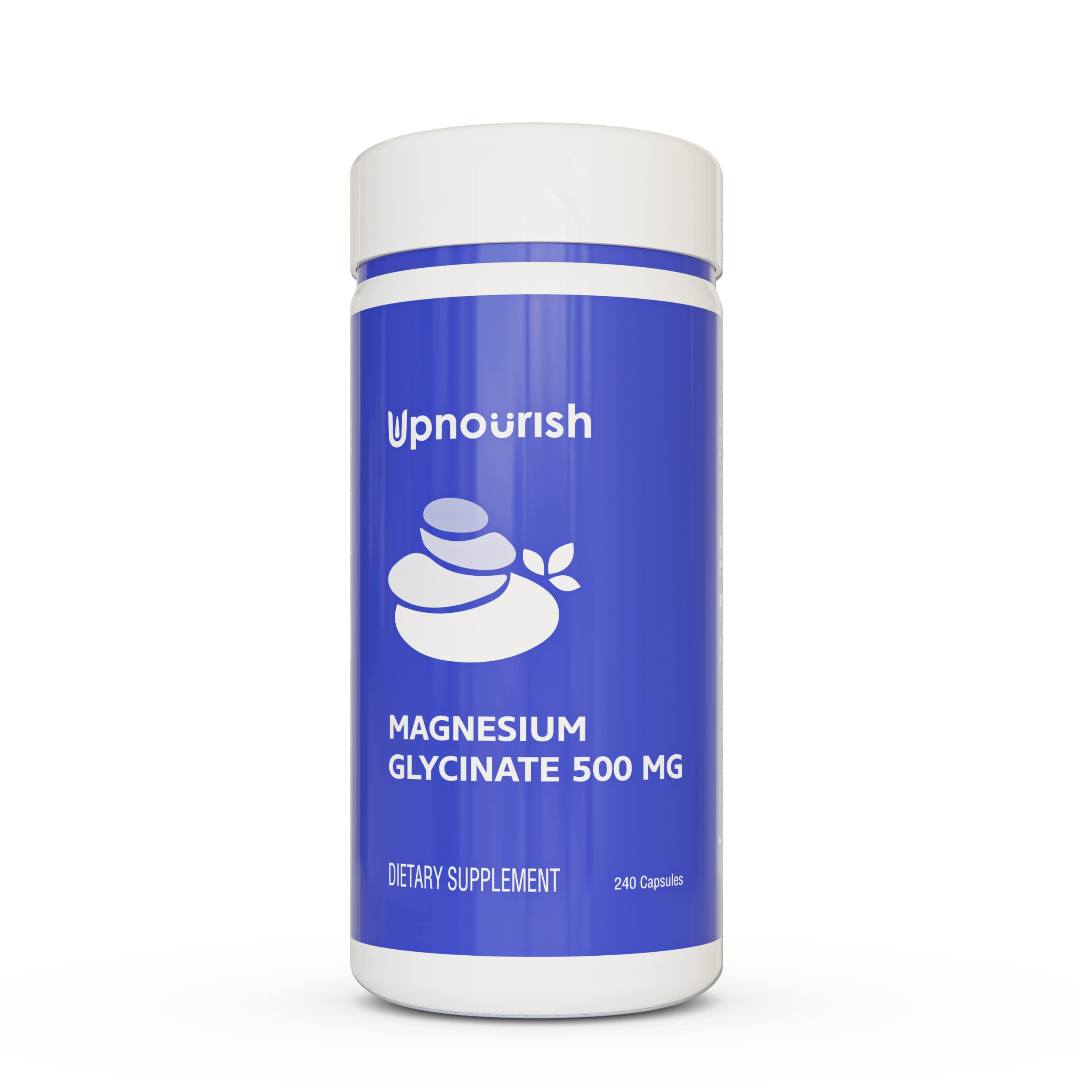 Front label of UpNourish Magnesium Glycinate 500mg capsules