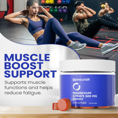 Close-up of orange magnesium gummy 600mg citrate