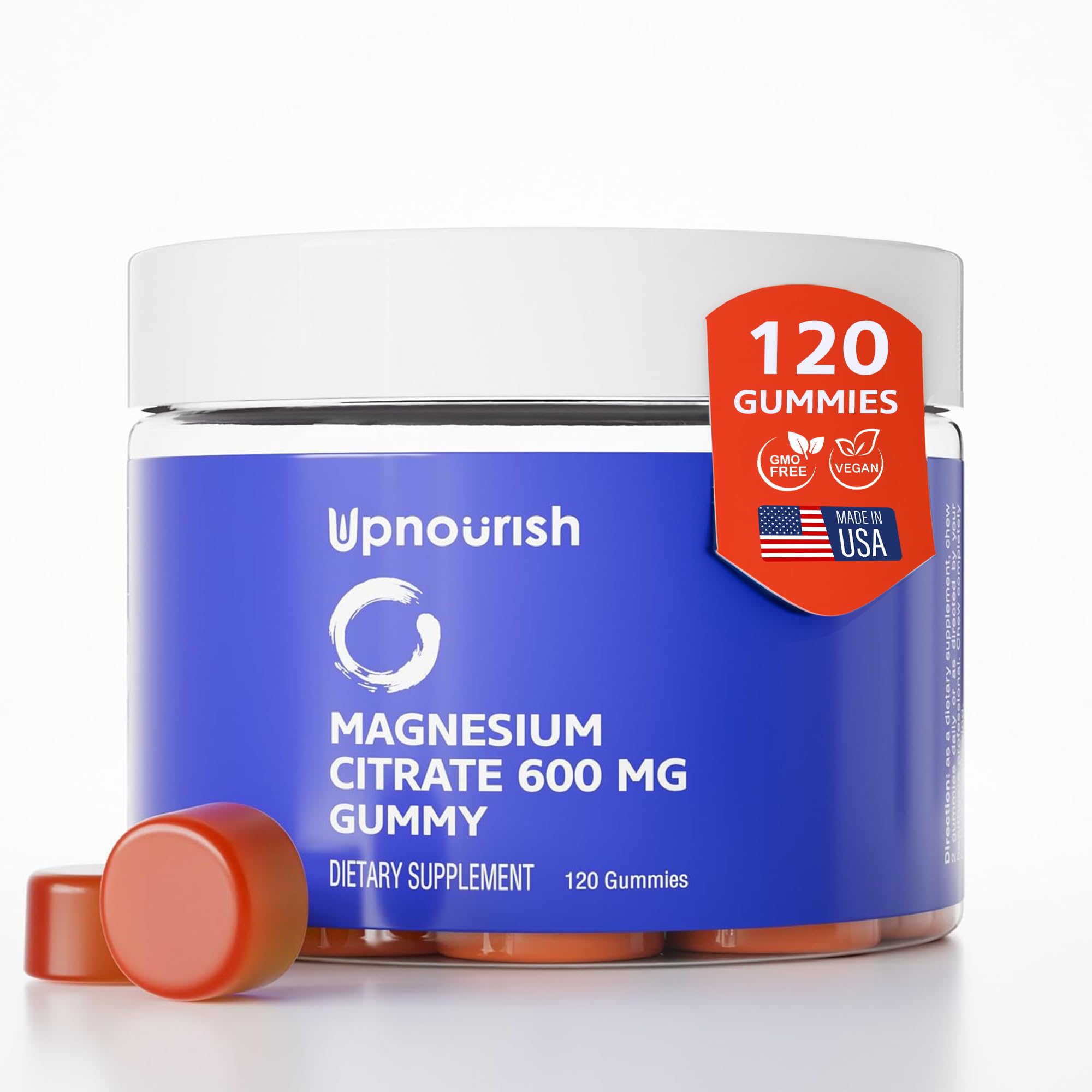 Front view of UpNourish Magnesium Gummies front bottle