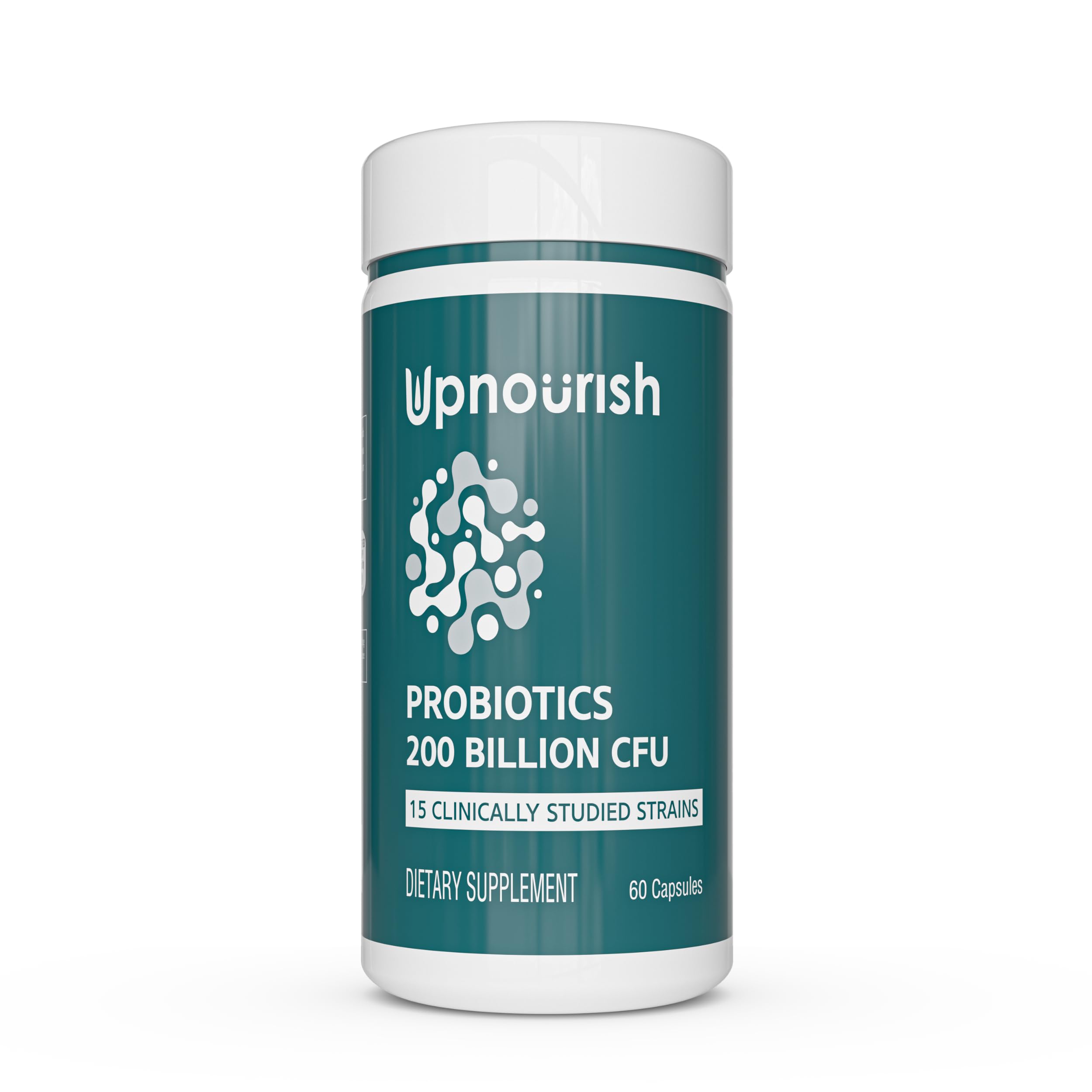 UpNourish Probiotics bottle displaying 200B CFUs