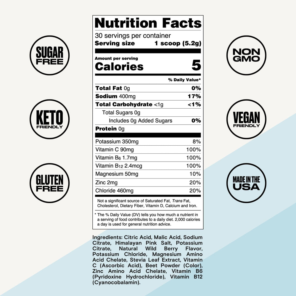 UPPERMOST Hydrate mixed drink closeup reveals naturally flavored Wild Berry taste