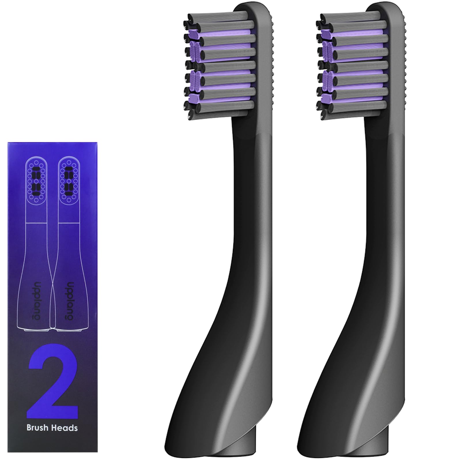 Upplang S1 replacement heads 2-pack gray medium with curved soft bristles
